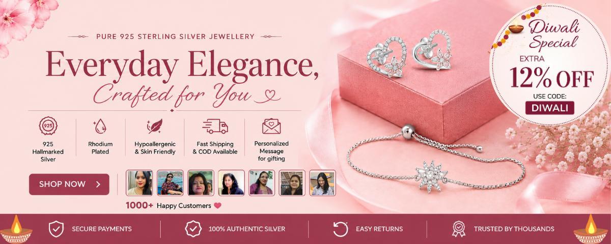 Everyday Elegance — 925 sterling silver jewellery, extra 12% off with code DIWALI