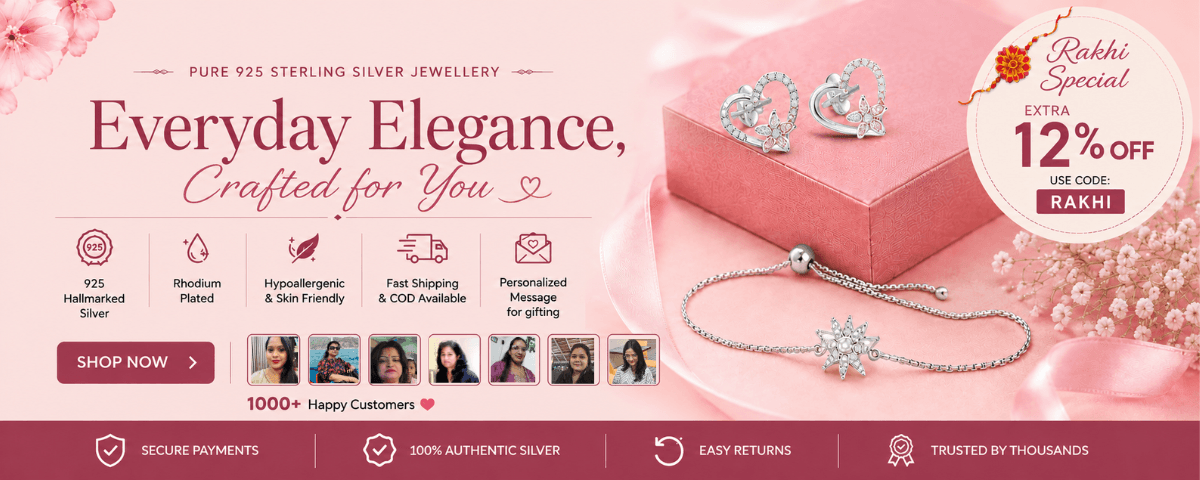 Everyday Elegance — 925 sterling silver jewellery, extra 12% off with code RAKHI