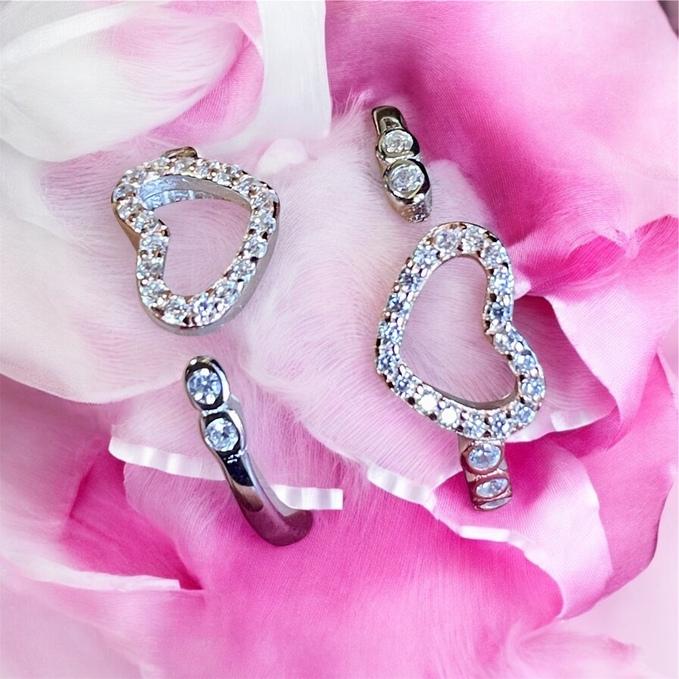 Adjustable Heart Toe Rings In Silver & Rose Gold (1 Set)) — 925 silver, image 1