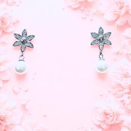 Floral 925 Silver Pearl Drop Earrings thumbnail 2
