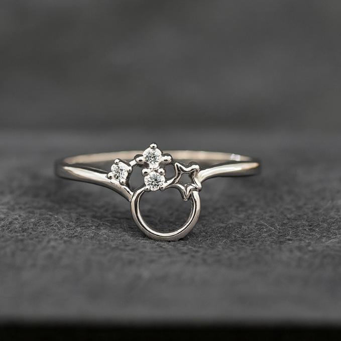 925 Silver Celestial Charm Ring With Star & Solitaire Design — 925 silver, image 1