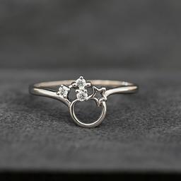 925 Silver Celestial Charm Ring With Star & Solitaire Design thumbnail 1