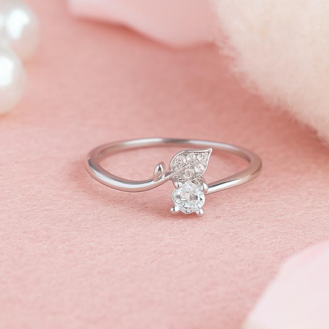925 Silver Leaf Whisper Ring With Sparkling Solitaire — 925 silver, image 1