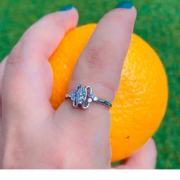 925 Silver Dual Curl Ring With Zircon Cluster Detailing thumbnail 2