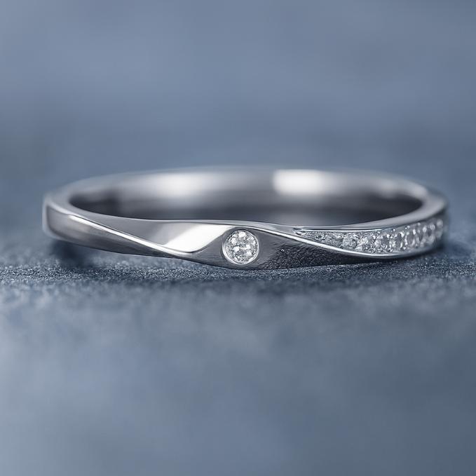 Adjustable 925 Silver Twist Ring With Small Cz Accents – Fits Any Finger — 925 silver, image 1
