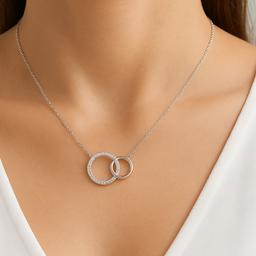 925 Sterling Silver Interlocking Circle Pendant – Symbol Of Connection thumbnail 3