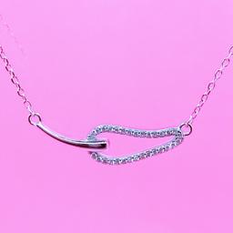 925 Sterling Silver Hook Loop Necklace With Cz Accents thumbnail 3