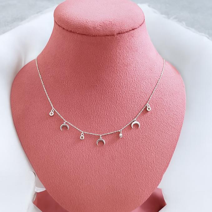 925 Sterling Silver Moon Charm Necklace — 925 silver, image 1