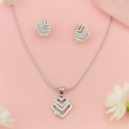 925 Silver Chevron Heart Pendant Set (without Chain) thumbnail 1