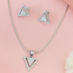 925 Silver Triangle Spark Pendant Set (without Chain) thumbnail 2