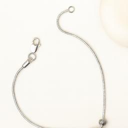 Elegant 925 Silver Anklet With Black Floral Charm & Italian Lock thumbnail 3
