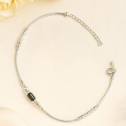 Elegant 925 Silver Anklet With Black Crystal Detailing (pair) thumbnail 1