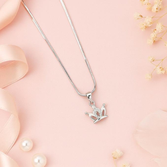 925 Sterling Silver Crown Pendant Necklace — 925 silver, image 1