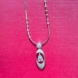Elegant 925 Silver Chain With Dazzling Teardrop Pendant thumbnail 3