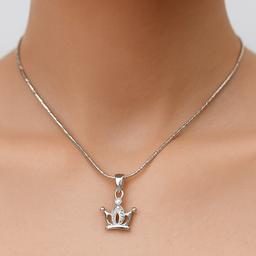 925 Sterling Silver Crown Pendant Necklace thumbnail 3