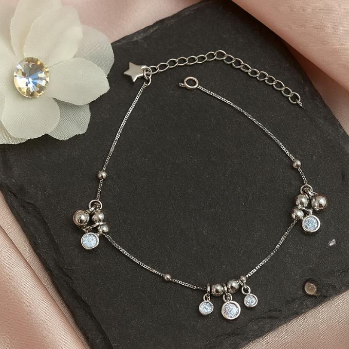 ✨ 925 Silver Anklet With Dainty Charms & Adjustable Fit — 925 silver, image 1