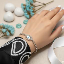 Elegant Silver Evil Eye Infinity Bracelet thumbnail 2