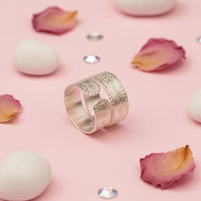 Floral Engraved 925 Sterling Silver Toe Ring Band — 925 silver, image 1