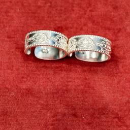 Auspicious Tortoise Engraved 925 Sterling Silver Toe Ring thumbnail 2