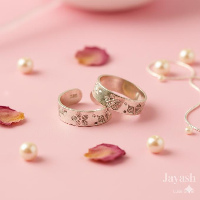  925 Silver Toe Ring Floral Vibe  — 925 silver, image 1