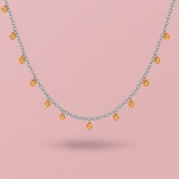 925 Sterling Silver Chain With Citrine Crystal Drops thumbnail 2