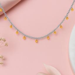 925 Sterling Silver Chain With Citrine Crystal Drops thumbnail 3