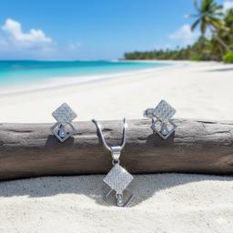 925 Silver Geometric Glam Pendant Set (without Chain) thumbnail 1
