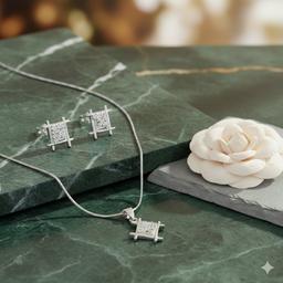 925 Silver Frame Spark Pendant Set (without Chain) thumbnail 1