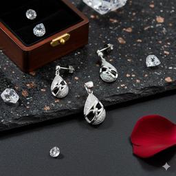 925 Teardrop Sparkle 925 Silver Pendant Set (without Chain) thumbnail 1