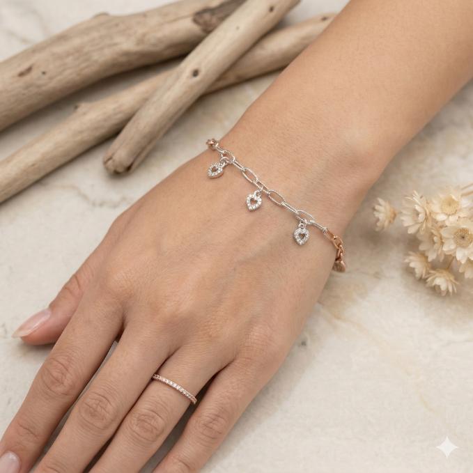 Dual-tone 92.5 Silver Chain Bracelet With Italian Lock — 925 silver, image 1