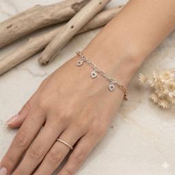 Dual-tone 92.5 Silver Chain Bracelet With Italian Lock thumbnail 1