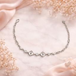 925 Silver Heart Lock Charm Bracelet thumbnail 1