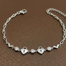 925 Silver Heart Lock Charm Bracelet thumbnail 2