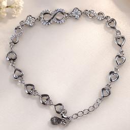 Infinity Love 925 Silver Heart Bracelet thumbnail 3