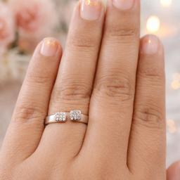 Elegant 925 Silver Open Square Ring (size 13) thumbnail 3