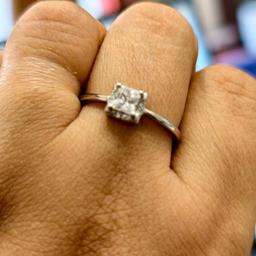Square-cut 925 Silver Solitaire Ring (size :17) thumbnail 2