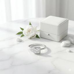 Square-cut 925 Silver Solitaire Ring (size :17) thumbnail 3