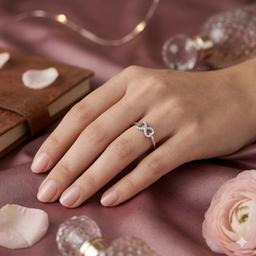 Delicate Double Heart 925 Silver Ring thumbnail 2