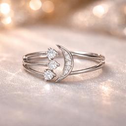 🌙 Celestial Moon Crystal Silver Ring Size 11 thumbnail 1