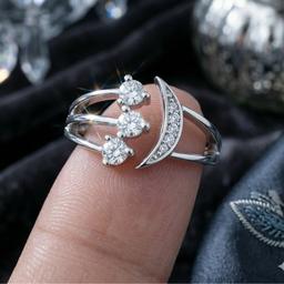 🌙 Celestial Moon Crystal Silver Ring Size 11 thumbnail 3
