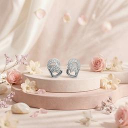 Starlight Heart Silver Studs  thumbnail 1