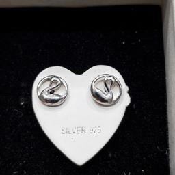 Elegant Silver Swan Minimalist Stud Earrings thumbnail 4