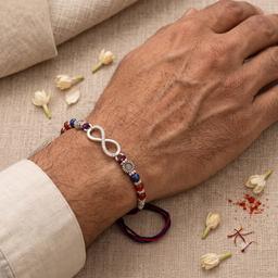 925 Sterling Silver Infinity Rakhi With Cz Accents thumbnail 1