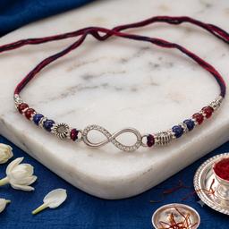 925 Sterling Silver Infinity Rakhi With Cz Accents thumbnail 2