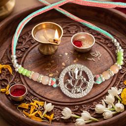 Divine Lord Ganesh Pure 925 Sterling Silver Rakhi thumbnail 1