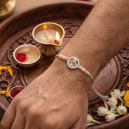 Divine Lord Ganesh Pure 925 Sterling Silver Rakhi thumbnail 2