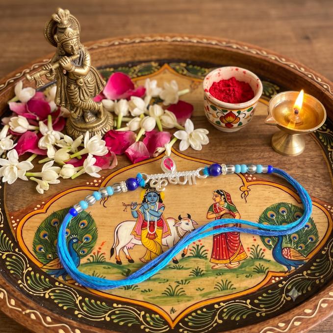 Divine Lord Krishna Pure 925 Sterling Silver Rakhi — 925 silver, image 1