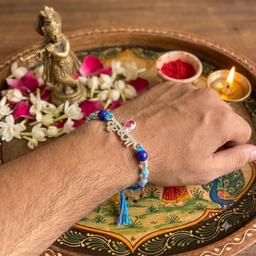 Divine Lord Krishna Pure 925 Sterling Silver Rakhi thumbnail 2