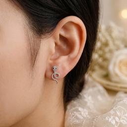 925 Silver Snake Stud Earrings thumbnail 3