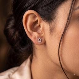 Tiny Silver Circle Earrings | Minimalist 925 Silver Jewelry thumbnail 2